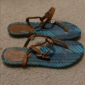 Coach Shirley turquoise brown Sandel